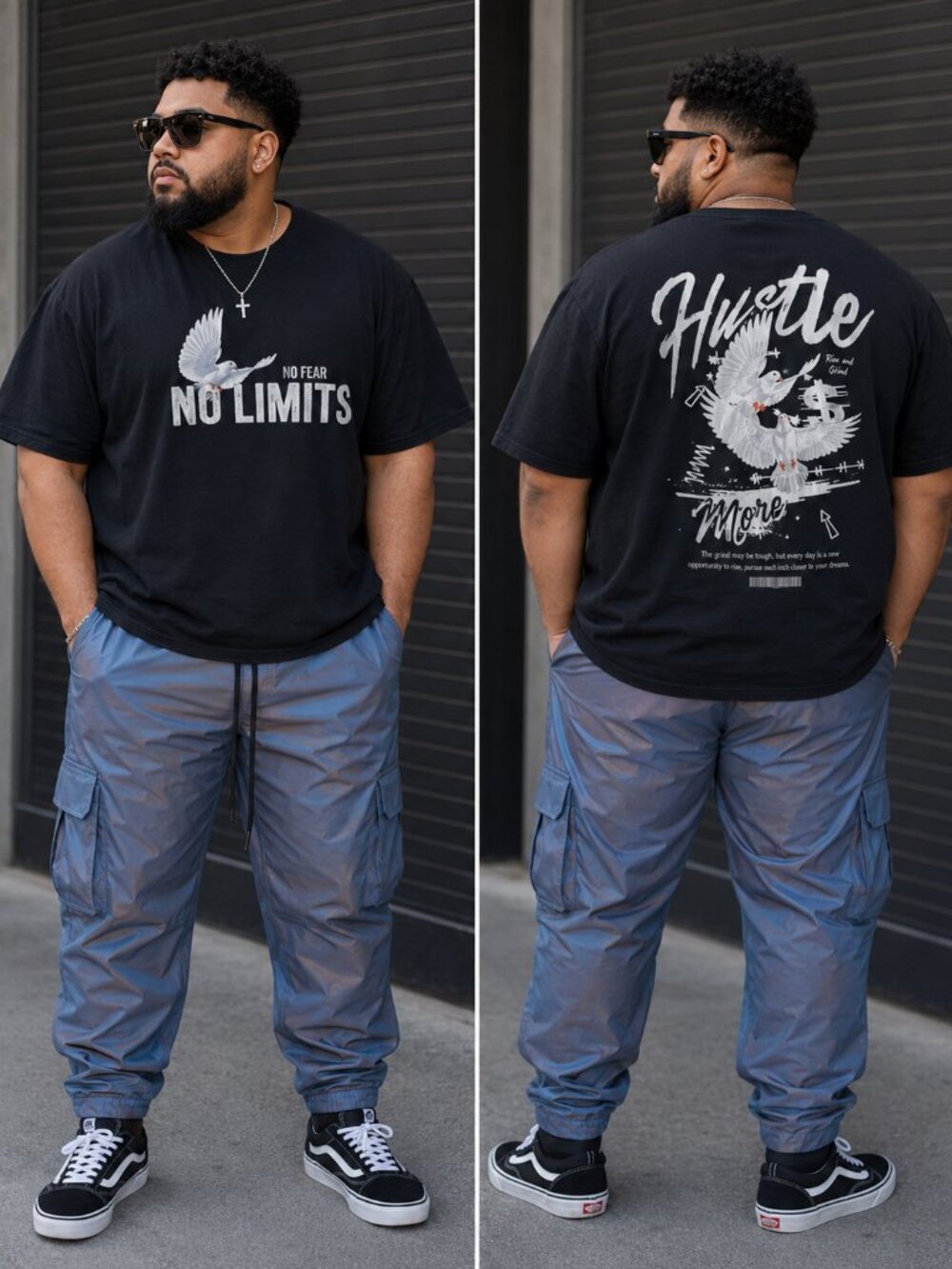 New Mens Iridescent Utility joggers Pants - 3XL
